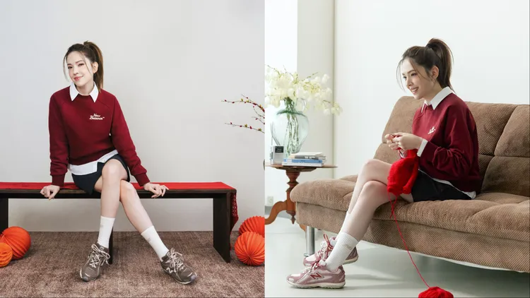 許瑋甯以SDS系列短版上衣搭配粉色、棕色系的204L。品牌提供