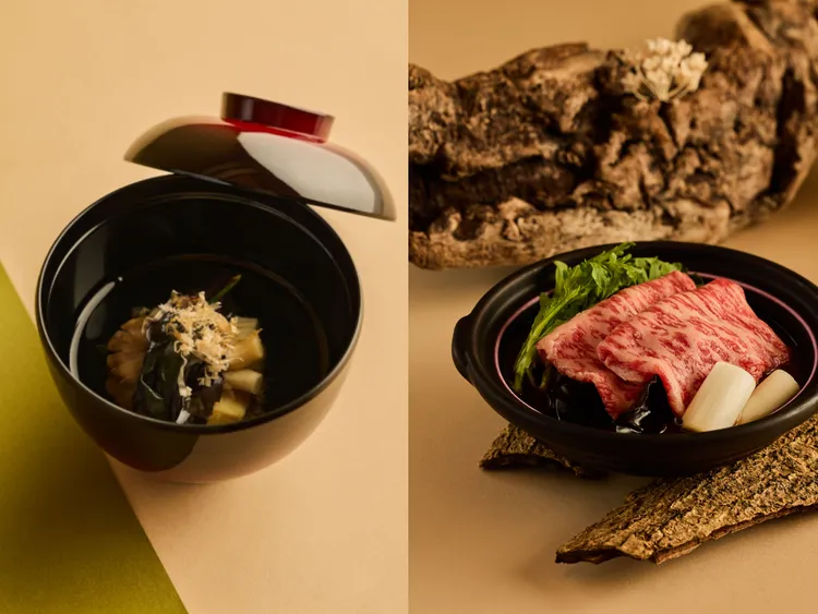 寒鰤燒物與和牛強肴，勾勒餐序重點段落。業者提供