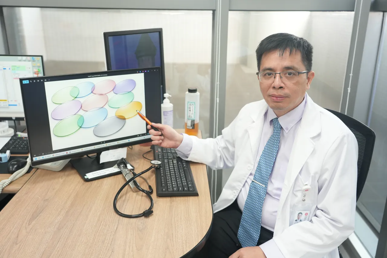 江国梁医师说，Irlen症候群可透过配戴滤光眼镜或色片，减少刺激性光线、改善不适。光田医院提供