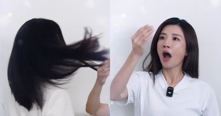 不過當江老師摸到正宗多芬代言人，影后謝盈萱的秀髮，滑順的手感讓江老師驚艷不已。