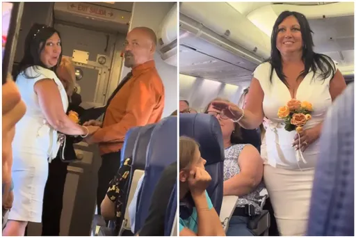 超狂婚禮！空服員變司儀　新人機艙走道說「I DO.」　