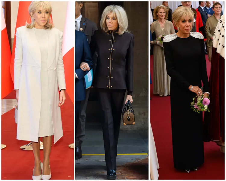 法國第一夫人碧姬馬克宏多次身著LV服裝。品牌提供