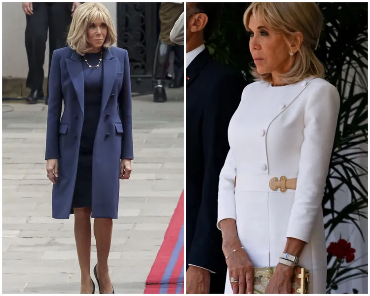 法國第一夫人碧姬馬克宏多次身著LV服裝。品牌提供