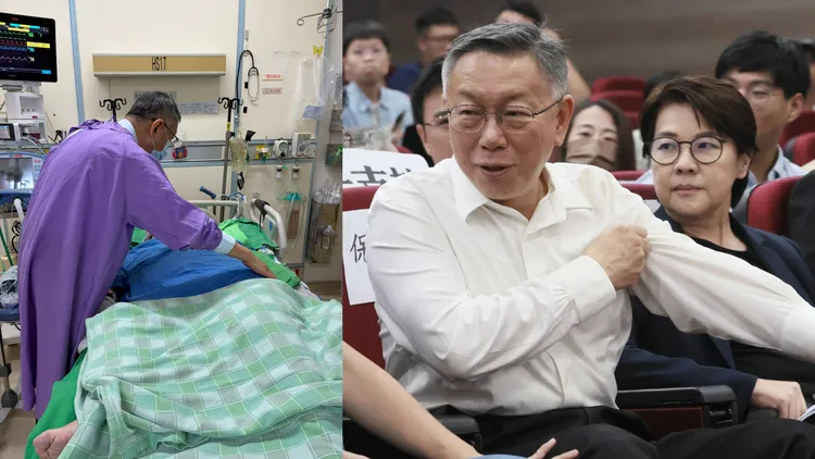 柯文哲親赴病榻探望黃珊珊母親。翻攝黃珊珊臉書