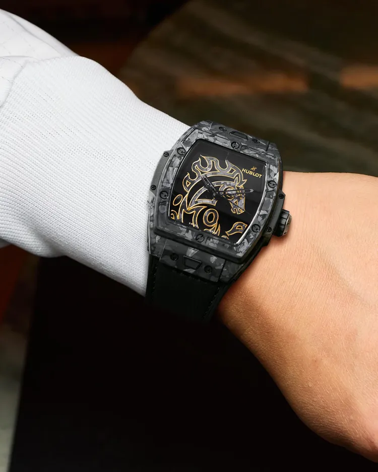 Hublot Spirit of Big Bang馬年霜狀碳纖限量腕錶。品牌提供