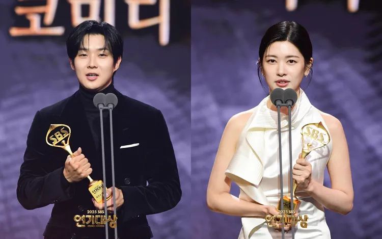 《宇宙MARRY ME？》崔宇植（左圖）、庭沼珉獲頒浪漫喜劇最優秀男女演員獎。翻攝SBS