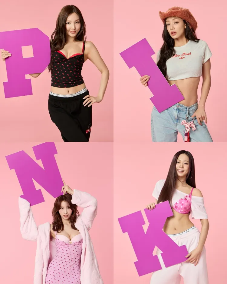 子瑜、Momo、志效、娜璉替Victoria’s Secret PINK拍攝形象照。翻攝vspink IG