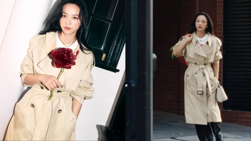 湯唯套長風衣扛菜袋畫面超帥　Burberry水墨戰馬圖騰靈動馬年