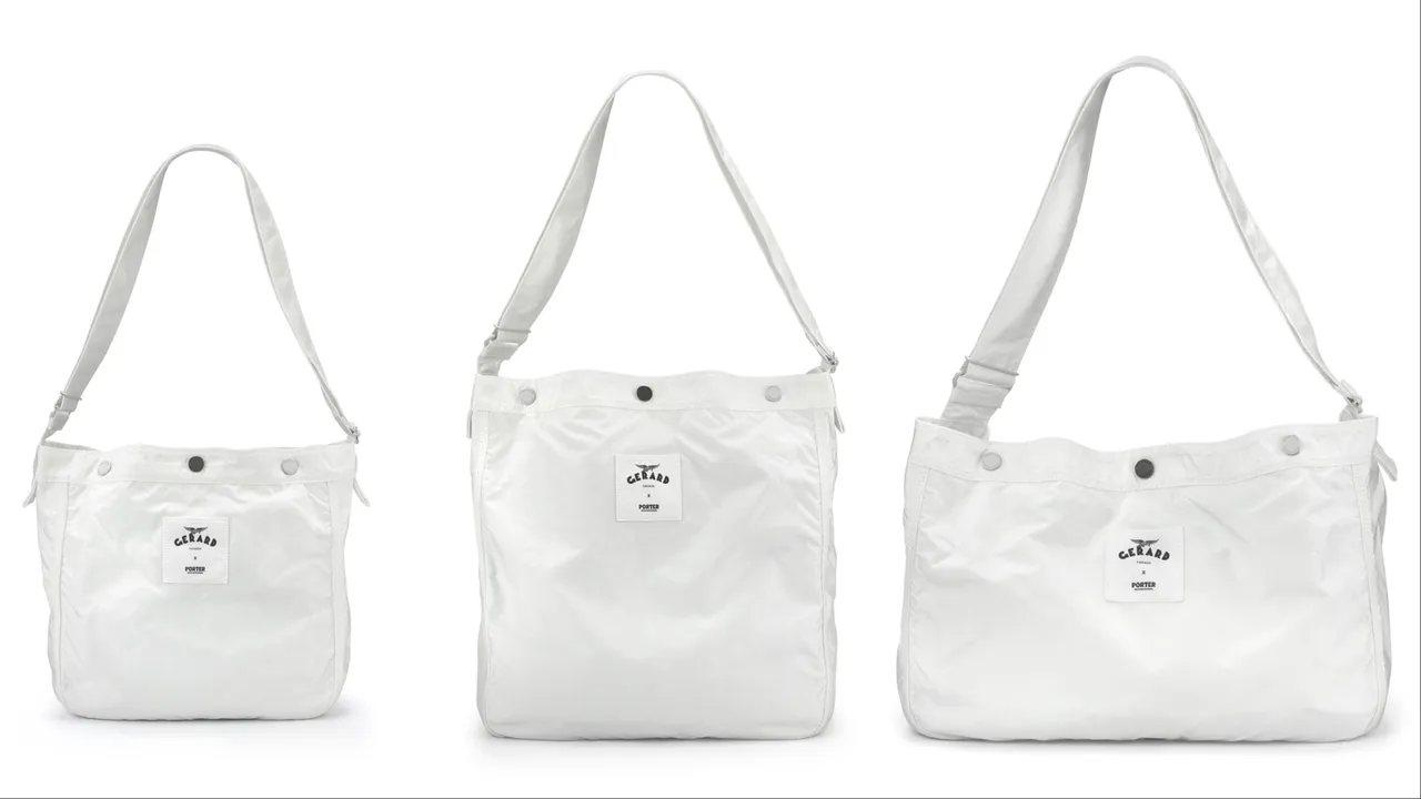 PORTER INTERNATIONAL X GERARD聯名S號斜背包（左起）5150元、M號斜背包5650元、斜背包5850。品牌提供