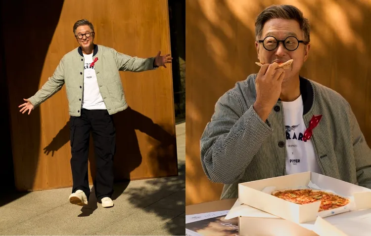 王偉忠以丹寧藍x白色外套展現時髦一面。品牌提供