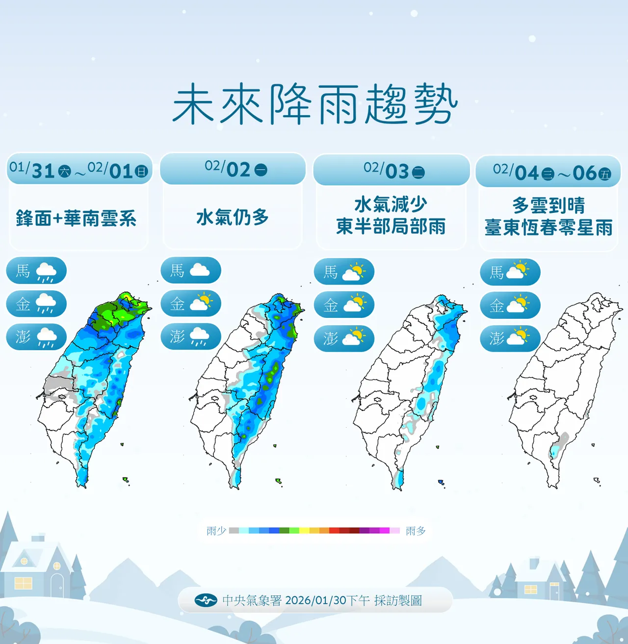 未來一週降雨趨勢。氣象署提供