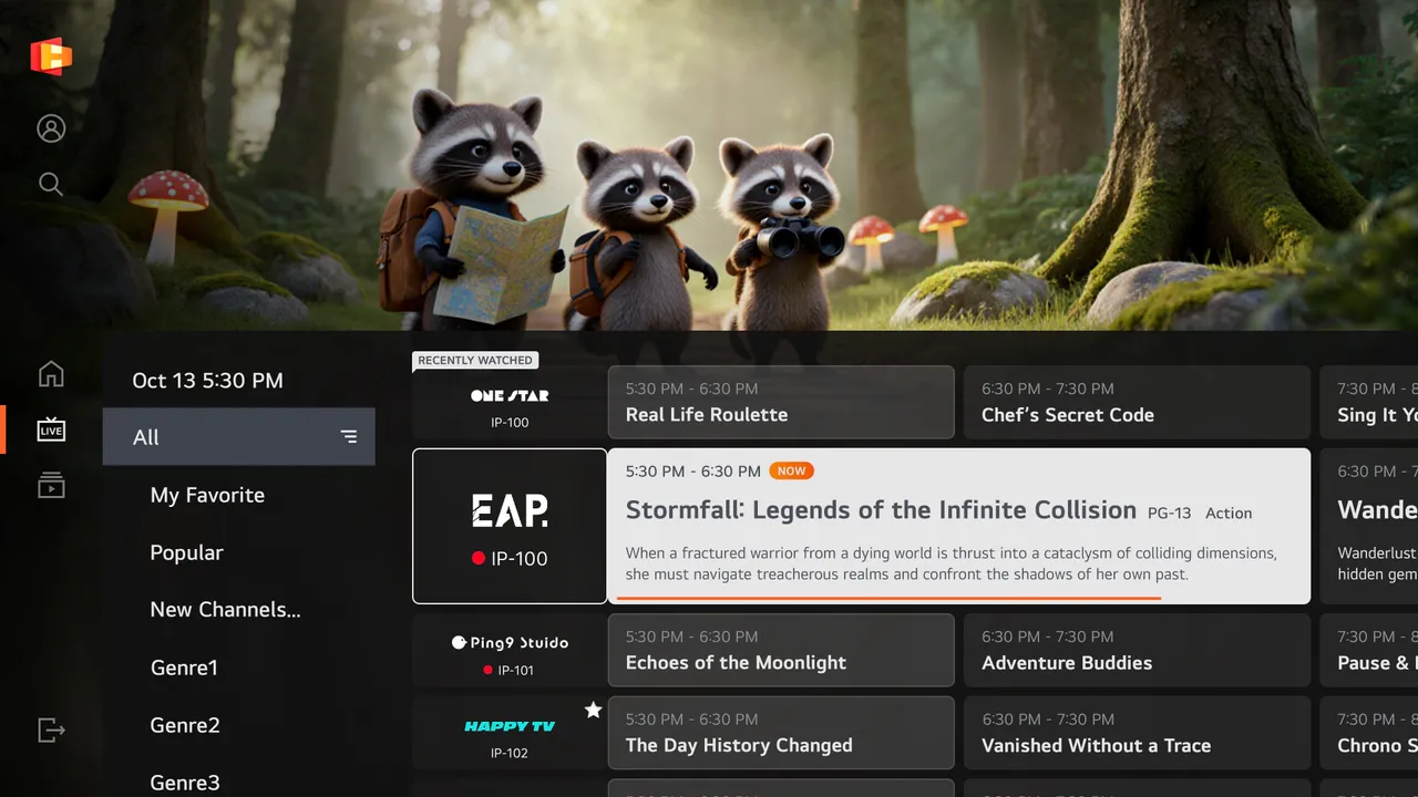 LG Channels採用FAST模式，以頻道形式呈現串流內容。LG提供