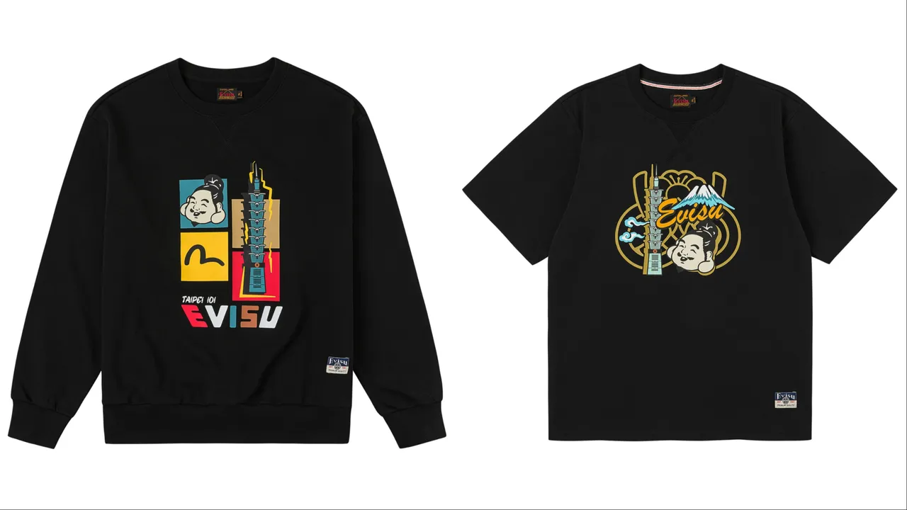 EVISU X 台北101大学T（左）7000元、EVISU X 台北101 T恤（右）3000元。品牌提供