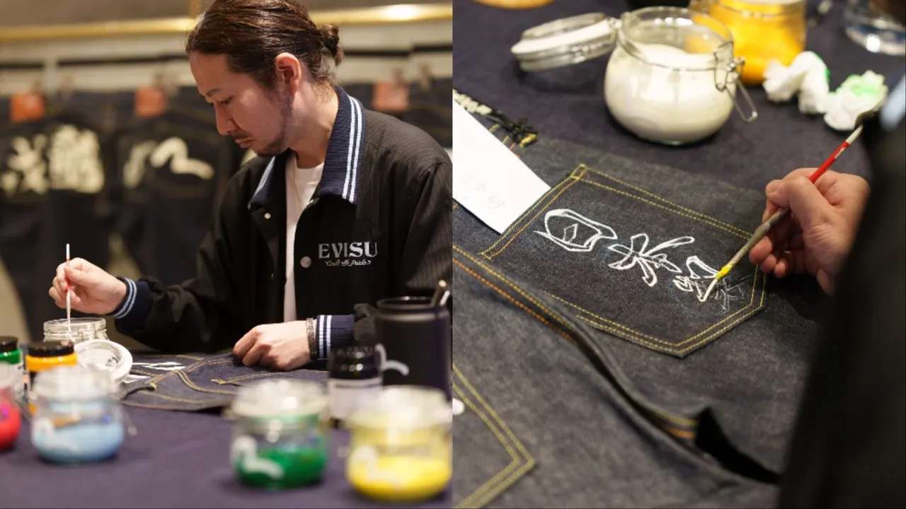 快闪店也邀请日本资深画师Shuhei Hara亲自为顾客在牛仔裤上绘制图样。品牌提供