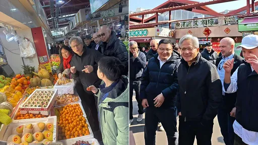 黃仁勳逛上海市場　媒體人：捨皮衣改穿「司局級夾克」為H200很拼