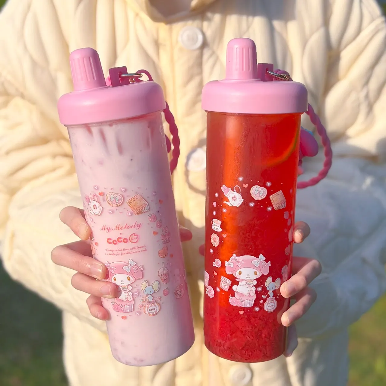 門市臨櫃消費任一杯飲品，可399元加購美樂蒂立體冷水杯。CoCo都可提供