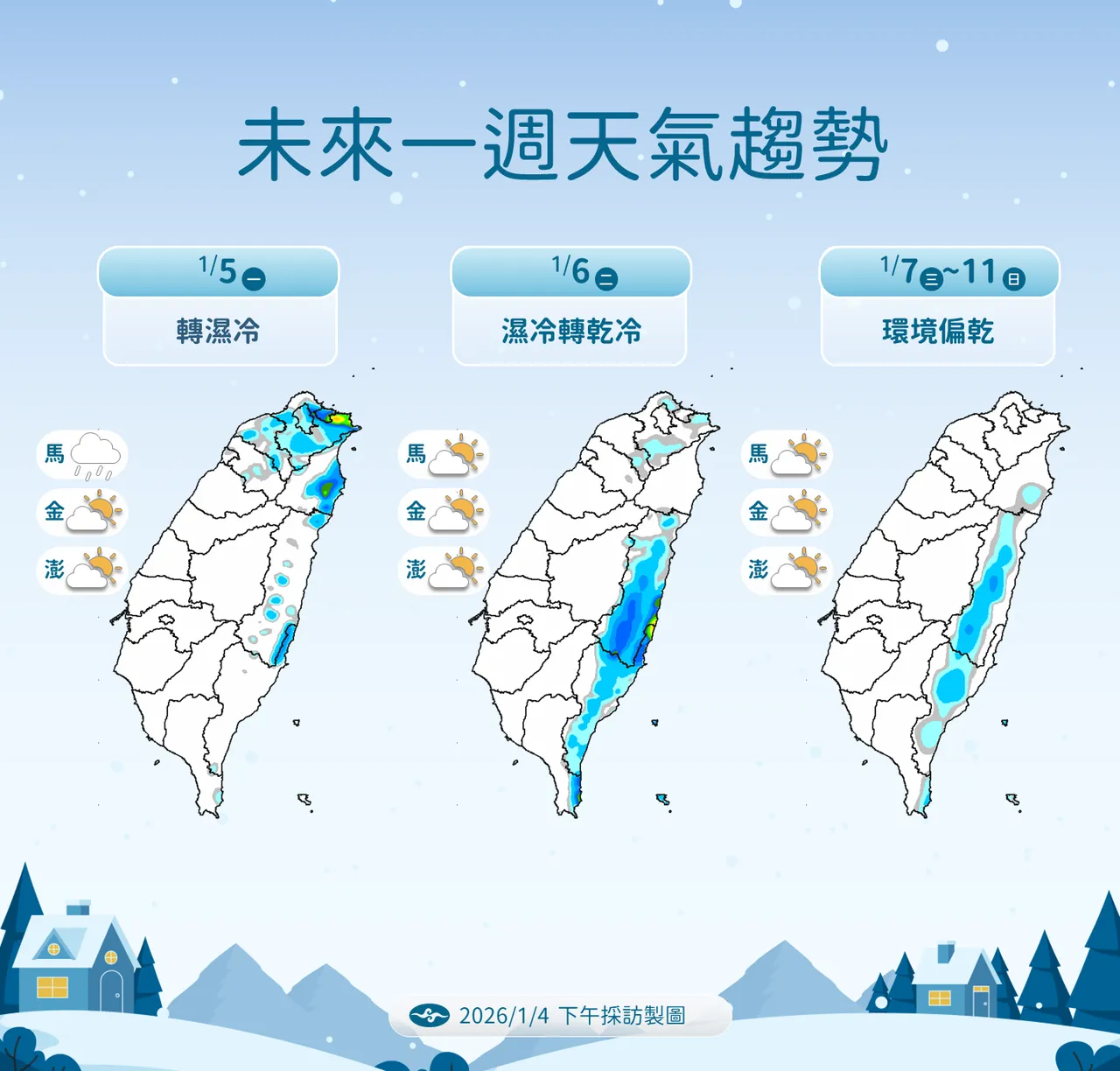 未来降雨趋势。气象署提供