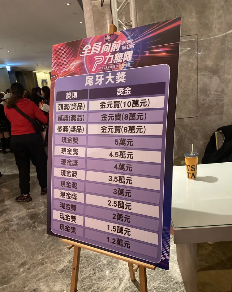 全聯尾牙頭獎為價值高達10萬元的「六位數」金元寶，現金獎也保底1.2萬元起跳。讀者提供