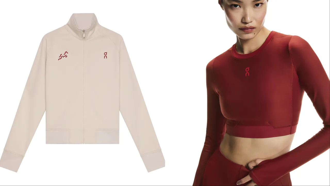 On昂跑女款Track休閒外套（左）5980元、Train運動排汗短版長袖（右）3280元。品牌提供