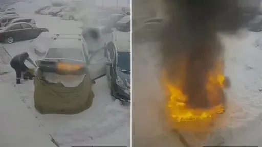 影片｜寒冬熱風機「暖車」　結果他把整輛車燒成廢鐵