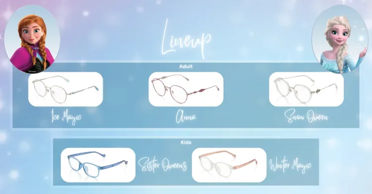 OWNDAYS《冰雪奇緣》聯名系列包含3款成人、2款兒童共5種鏡框。品牌提供