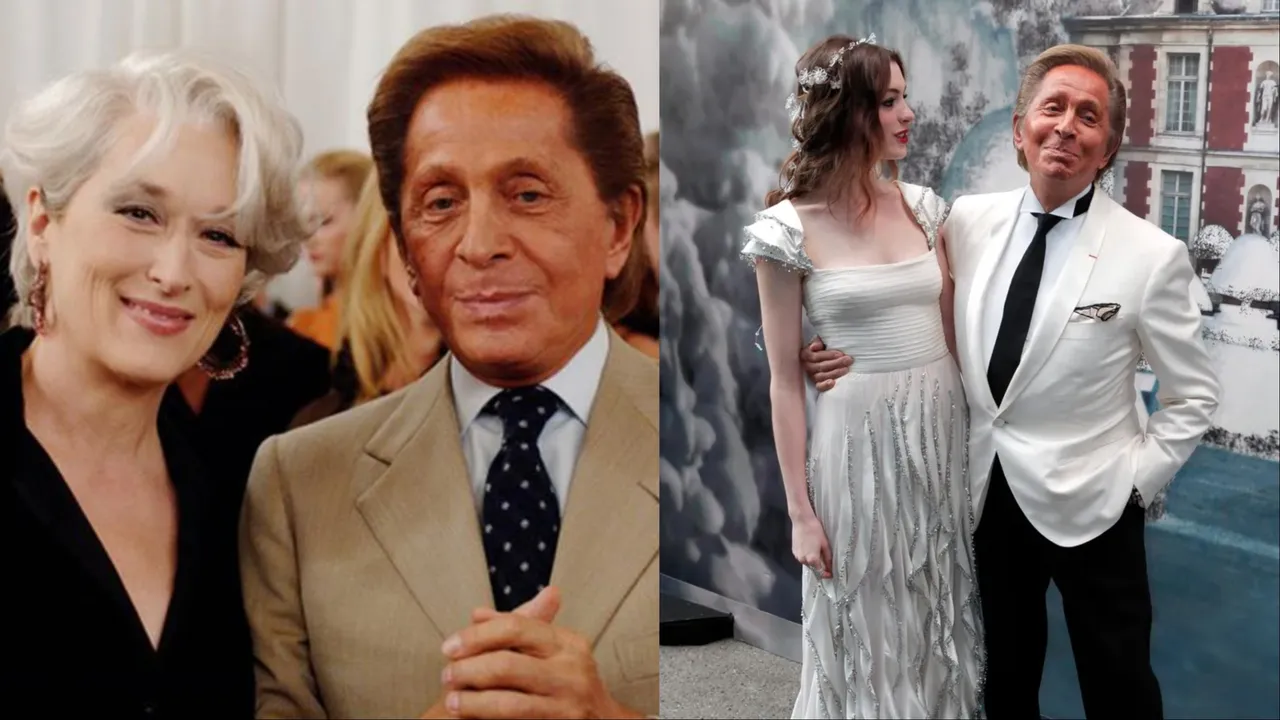 Valentino（左圖右、右圖右）曾與梅莉史翠普（左圖左）同框，也與安海瑟薇（右圖左）有好交情。翻攝IG、美聯社