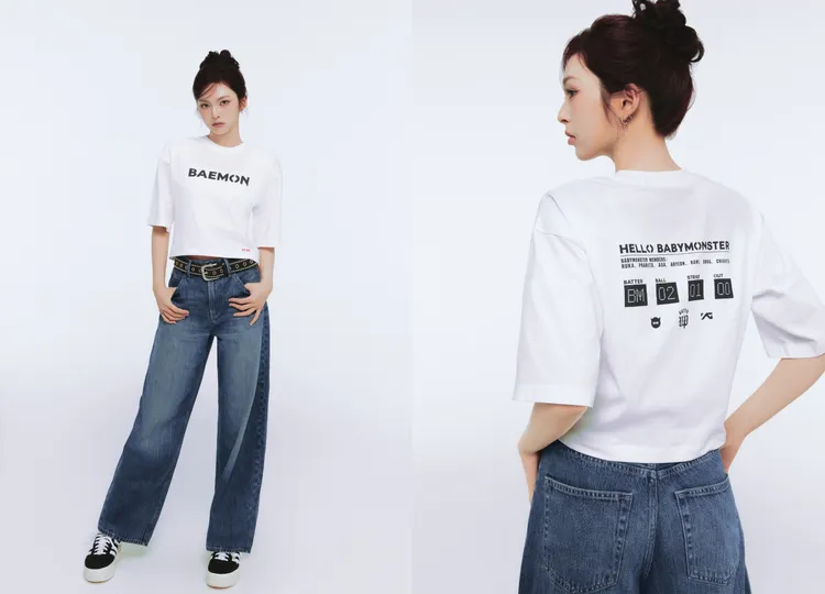 CHIQUITA以白色UT搭配牛仔寬褲。品牌提供