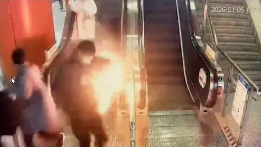 電扶梯「火人」猛衝車站月台　新買行動電源沒在用也自燃