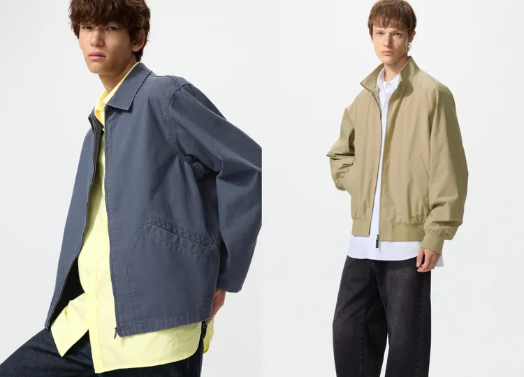 UNIQLO男裝拉鍊布勞森外套（左）1490元、哈靈頓外套（右）1990元。品牌提供