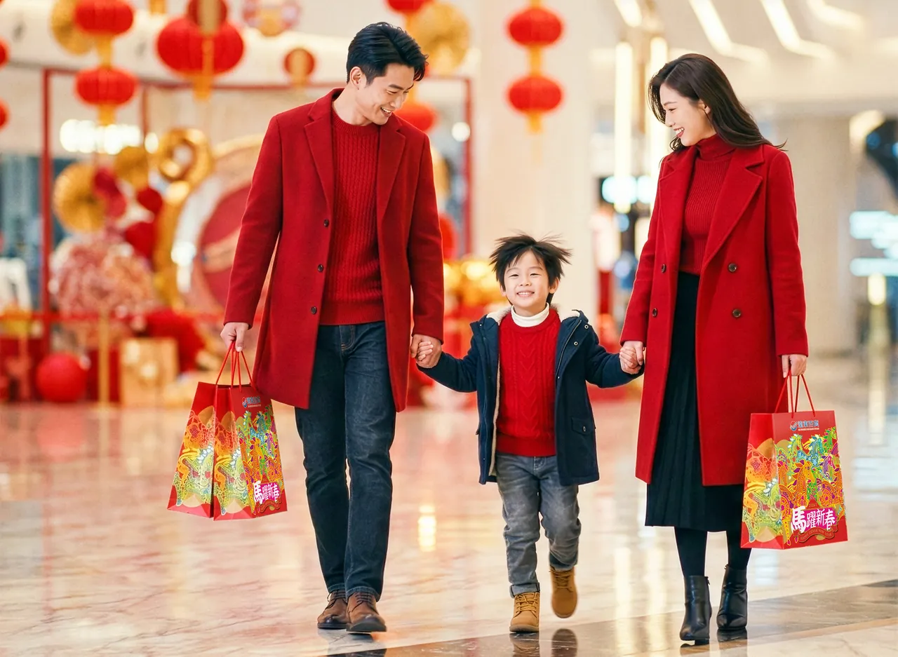 遠百福袋送好禮。今年春節快帶全家大小一起走進遠百，感受最有年味、最有誠意的新春購物盛宴！。圖片為AI生成