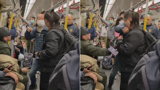 暴力地鐵伯揮拳狠K後背包女乘客　影片熱議！老闆竟把她炒了