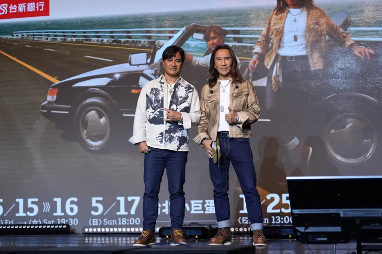 動力火車尤秋興（左）放話要為演唱會瘦身5公斤。娛樂中心攝