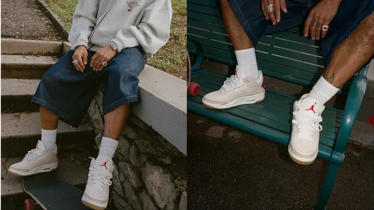 馬年配色Air Jordan 3採用原棉色丹寧布與頂級馬毛拼接。品牌提供