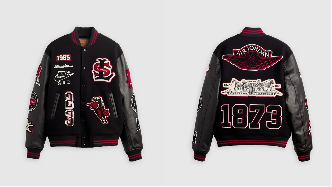 Levi’s® x Jordan復古拼接棒球外套，2萬680元。品牌提供