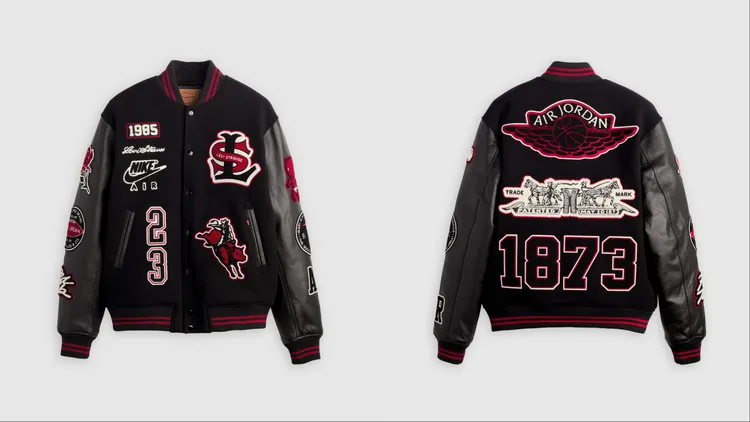 Levi’s® x Jordan復古拼接棒球外套，2萬680元。品牌提供