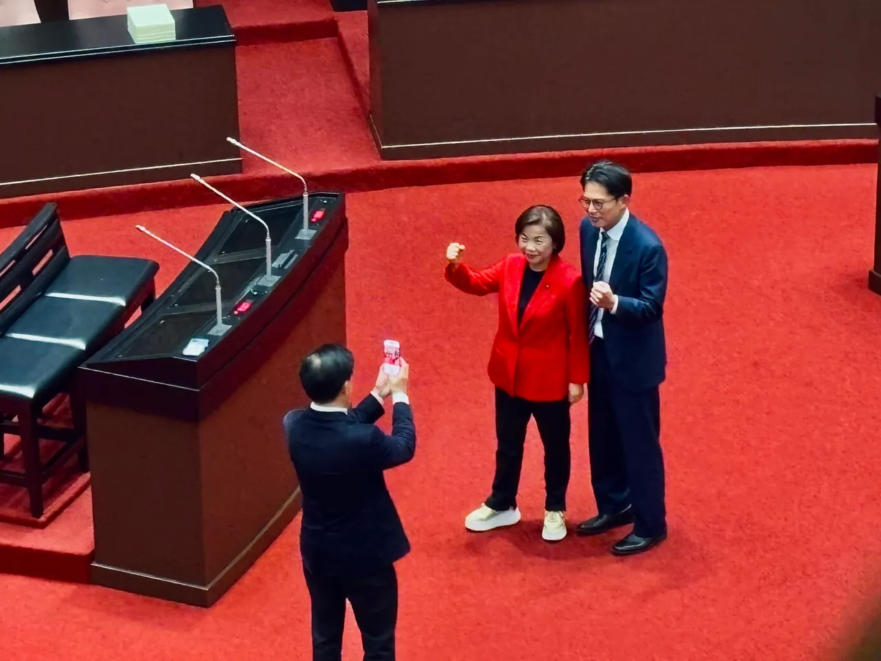 國民黨立委楊瓊瓔、民眾黨團總召黃國昌。邱筠媜攝