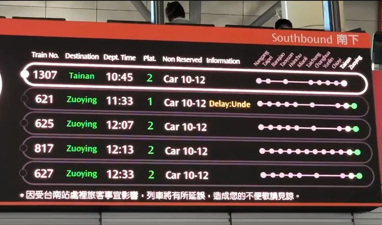 目前高鐵台南以南採單軌雙向通車。民眾提供