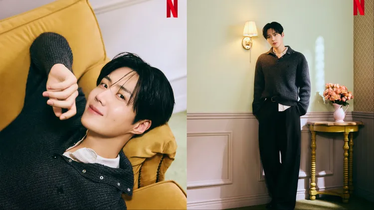 金宣虎維持暖男本色，露出招牌酒窩笑容。翻攝Netflixkr IG