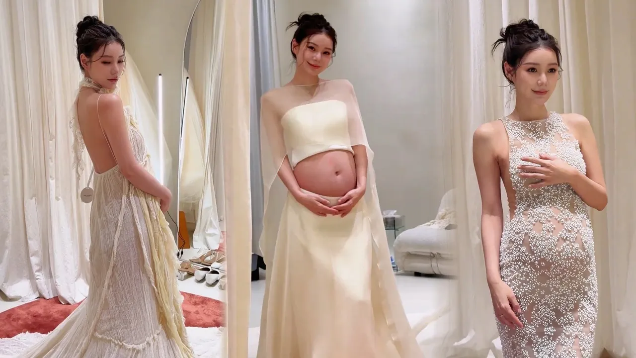 马筱梅怀孕长胎不长肉，除了肚子以外，四肢依然纤细。翻摄马筱梅抖音