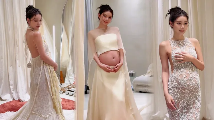 馬筱梅懷孕長胎不長肉，除了肚子以外，四肢依然纖細。翻攝馬筱梅抖音