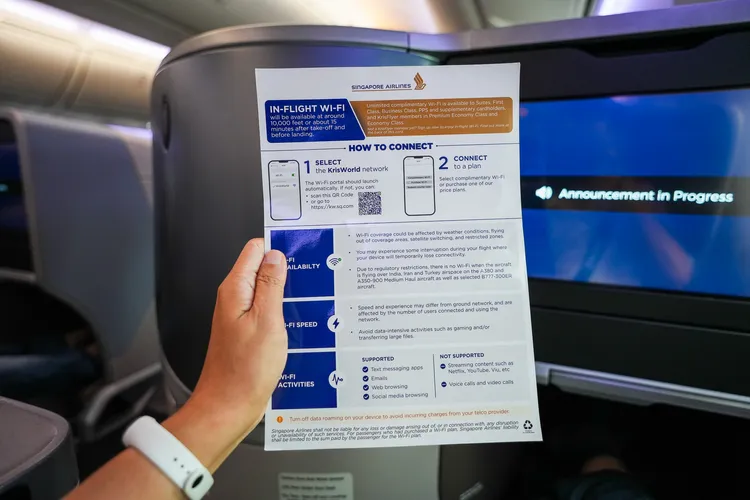 全機乘客可免費使用Wi-Fi服務，無限上網。田欣雲攝