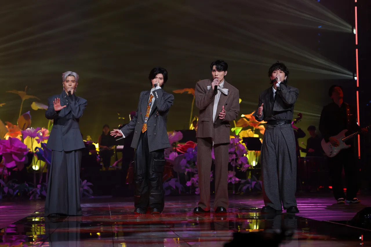 毕书尽（左起）、黄霆睿、黄伟晋、邱锋泽等4男神同框，让粉丝直呼「太犯规」。三立提供