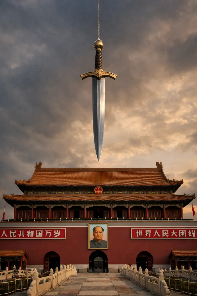 駐韓美軍司令部距離北京只有985公里，火力完全壟罩北京首都圈，猶如懸在北京上的達摩克利斯之劍。AI示意圖