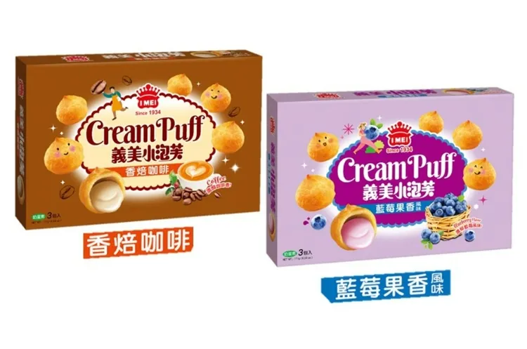 小泡芙新口味包含咖啡與藍莓推出就受到討論。翻攝自義美官網