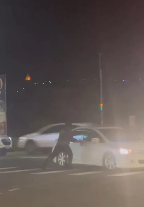 翁男持刀在路上狂揮，甚至一度駕駛皮卡車衝撞警車。翻攝Threads@karrennhu