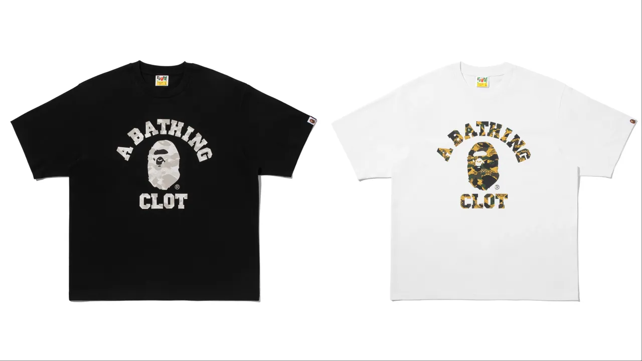 BAPE® X CLOT印花T恤，各3599元。品牌提供