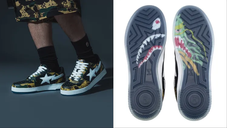 BAPE STA™運動鞋鞋底更藏有透明的鯊魚與龍形圖案。品牌提供