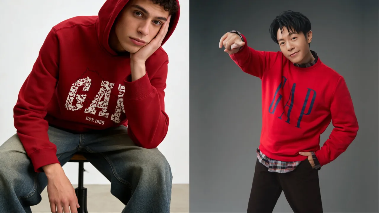 Gap推出馬年限定系列。並邀請韋禮安（右）示範走春穿搭。品牌提供、翻攝韋禮安IG
