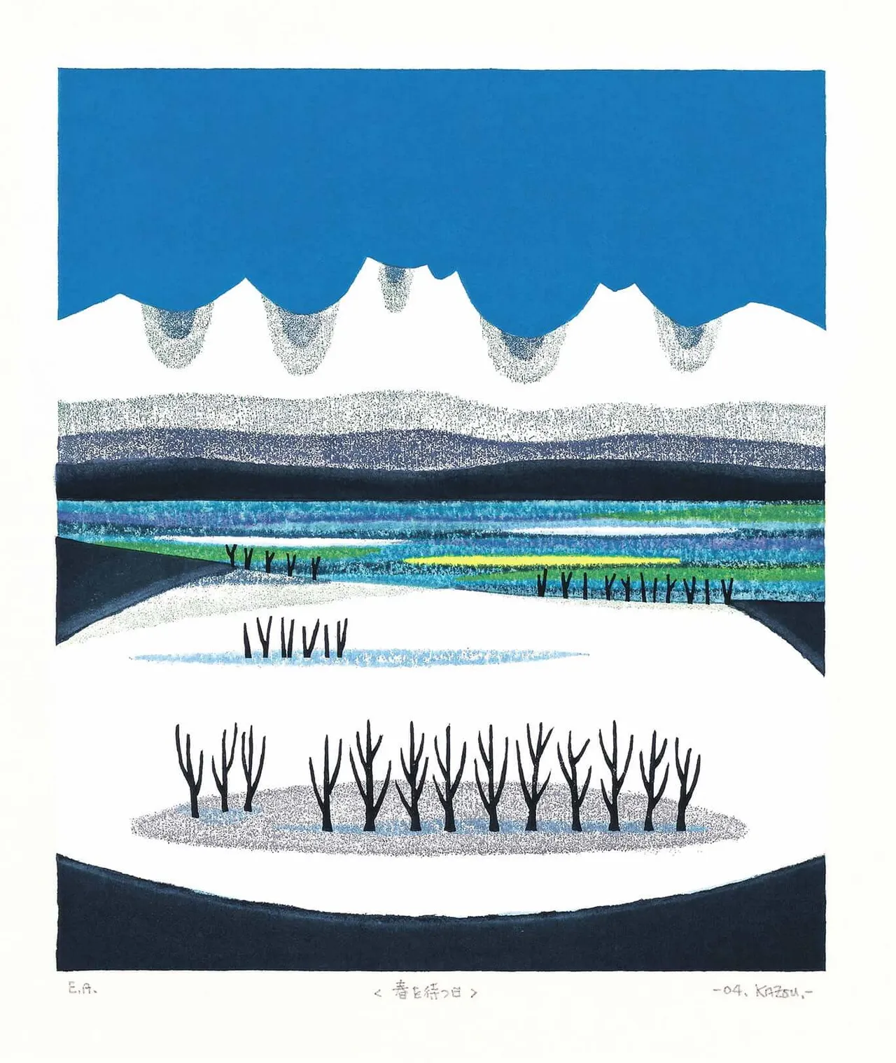 日本版画大师大谷一良作品《春をまつ日》。SNOWS提供