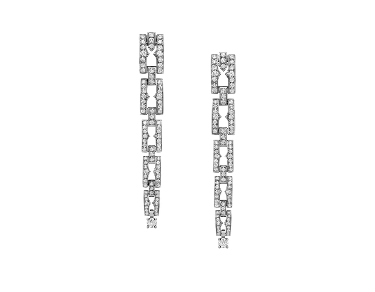 BVLGARI B.ZERO1系列白K金鏤空鑽石耳環。品牌提供